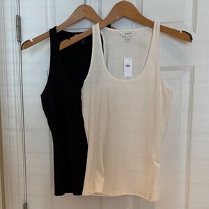 Banana Republic Black and Cream Tank Tops